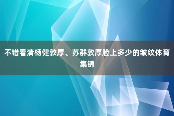 不错看清杨健敦厚、苏群敦厚脸上多少的皱纹体育集锦