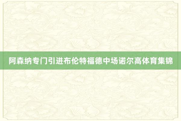 阿森纳专门引进布伦特福德中场诺尔高体育集锦