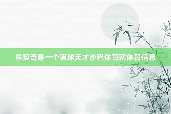 东契奇是一个篮球天才沙巴体育网体育信息