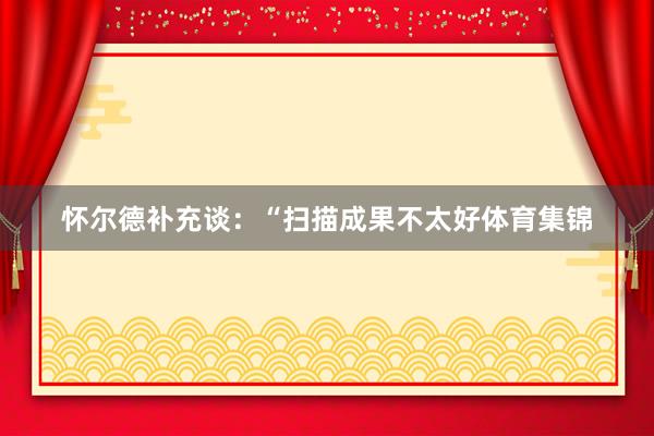 怀尔德补充谈：“扫描成果不太好体育集锦