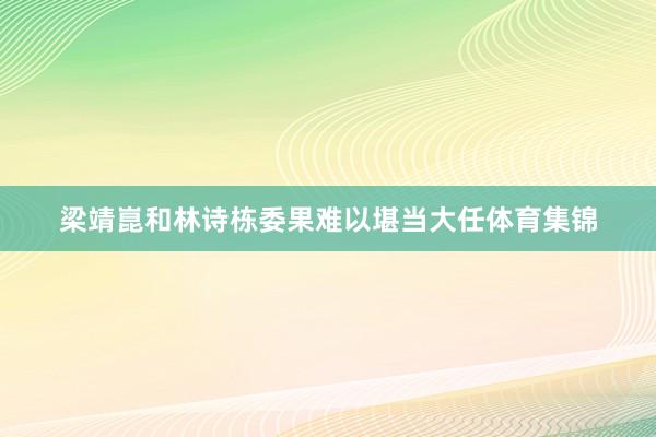梁靖崑和林诗栋委果难以堪当大任体育集锦