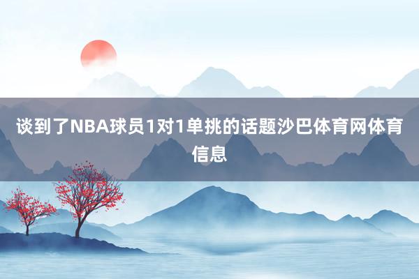 谈到了NBA球员1对1单挑的话题沙巴体育网体育信息