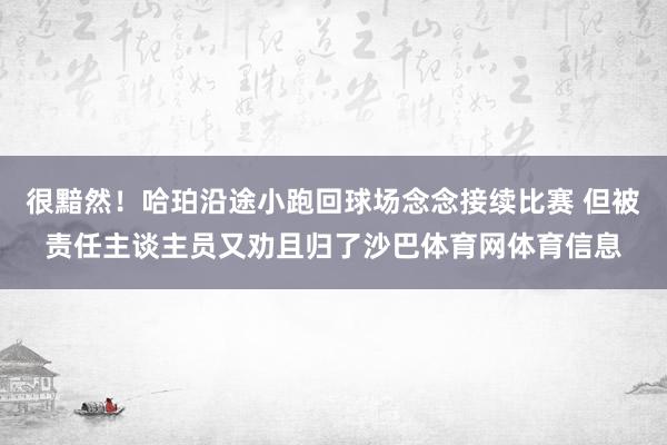 很黯然！哈珀沿途小跑回球场念念接续比赛 但被责任主谈主员又劝且归了沙巴体育网体育信息